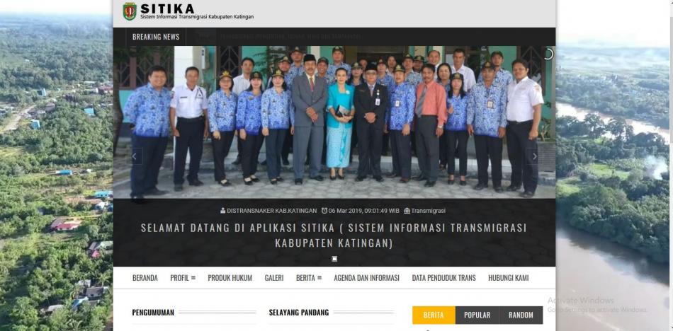 Launching Aplikasi SITIKA ( Sistem Informasi Transmigrasi Kabupaten Katingan)